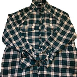 A medium green and white flannel from wild fable